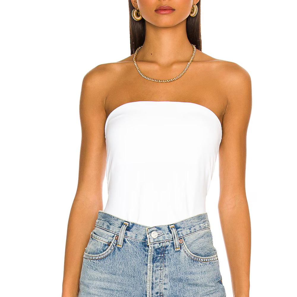 525 America White Tube Top LARGE Long Strapless Bodycon Bandeau Revolve $68 NEW